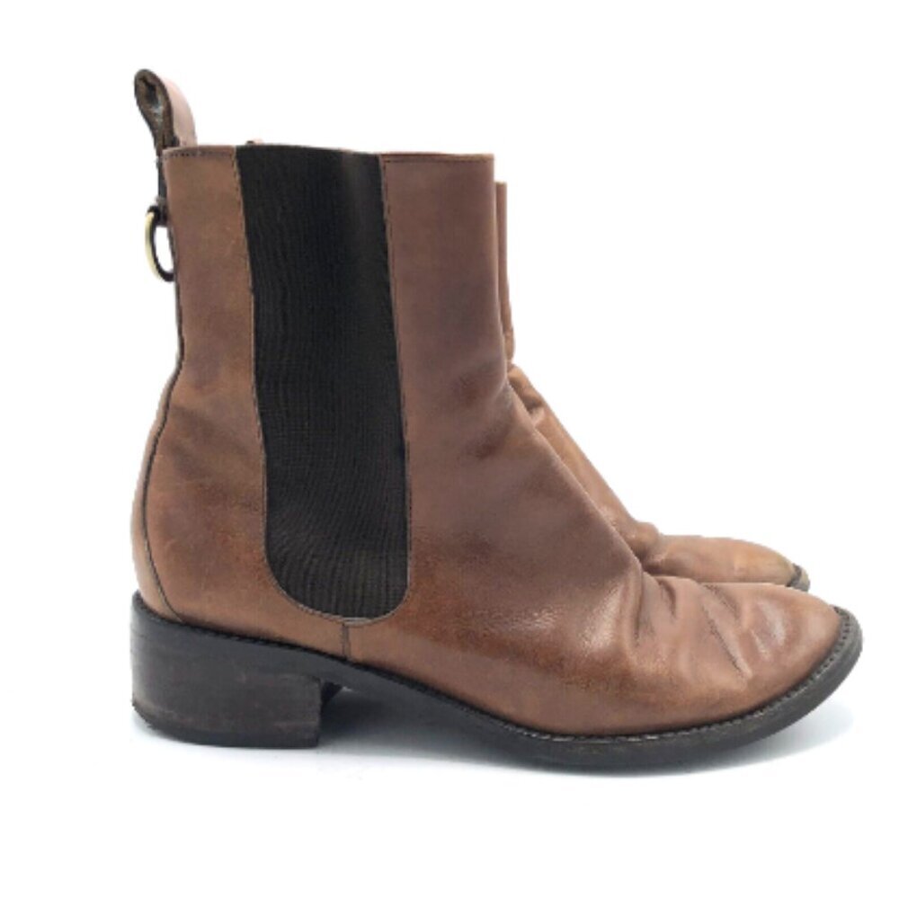 COLE HAAN Nike Air Chelsea Boot Heeled Bootie Ankle Cognac Leather Women Pull On